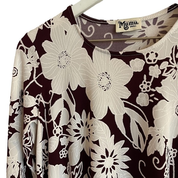 Show Me Your Mumu Tyler Tunic Dress, Burgundy Bloom Spandy, Size S - Picture 5 of 8